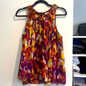 Adam Lipped silk georgette flower ikat print top